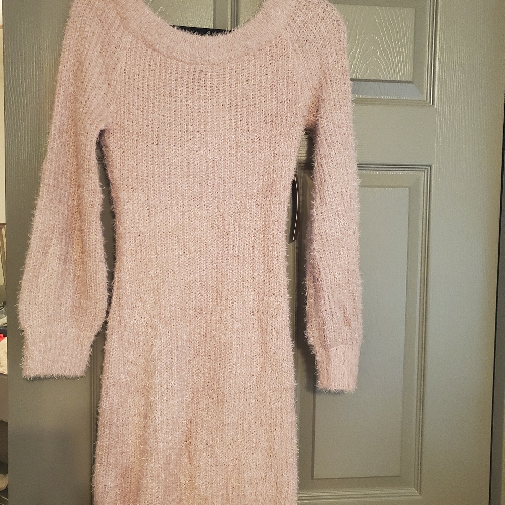 Off shoulder fuzzy dress
